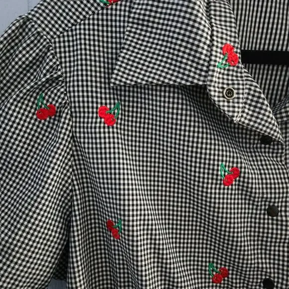 Hemet Cherry Gingham Button Front Top Size 3X – Rockabilly, Pinup, Cottagecore - Picture 4 of 7
